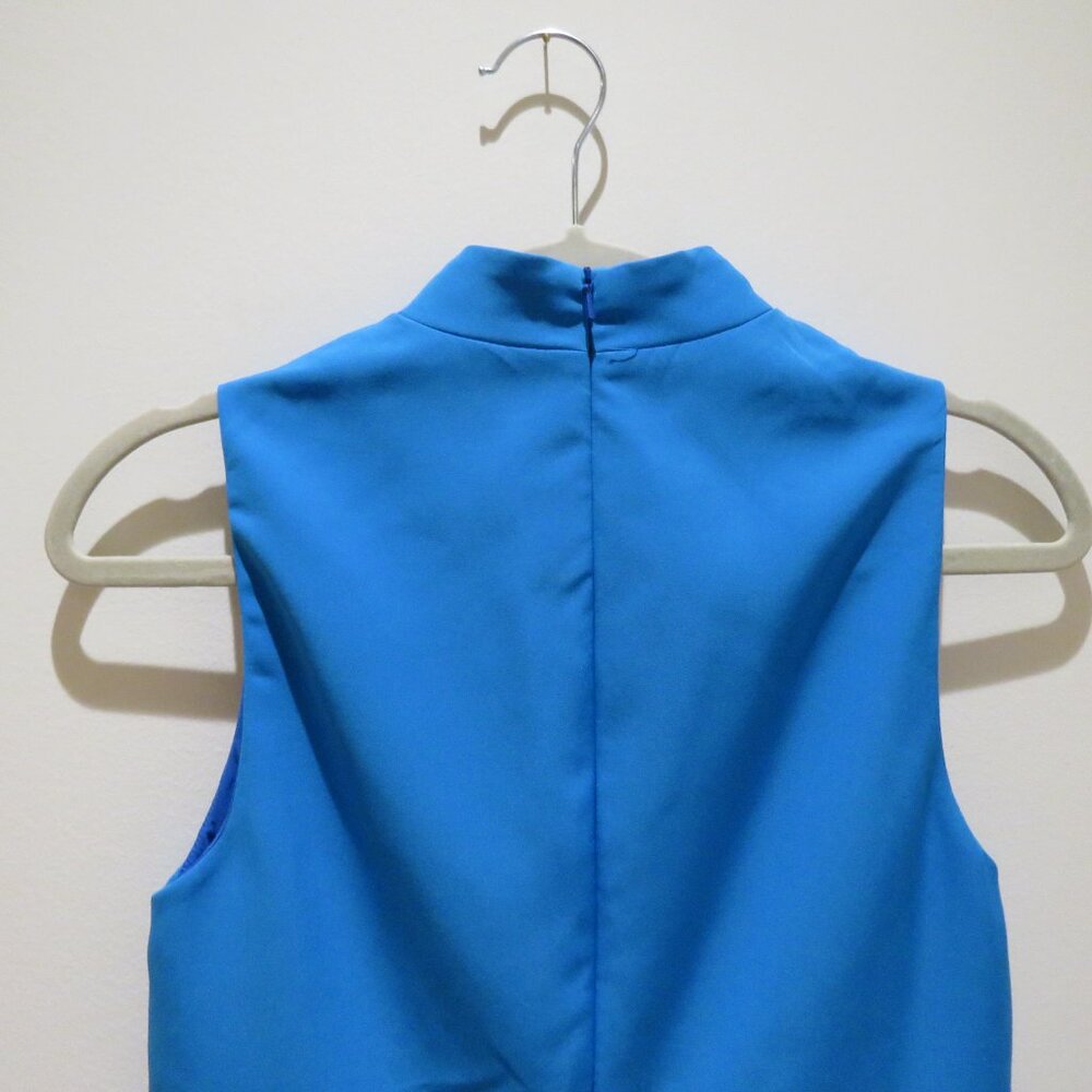 BLACK HALO Naya Sleeveless Mock Neck Ruched Sheath Dress in Breezy Blue US 10 - Picture 10 of 14
